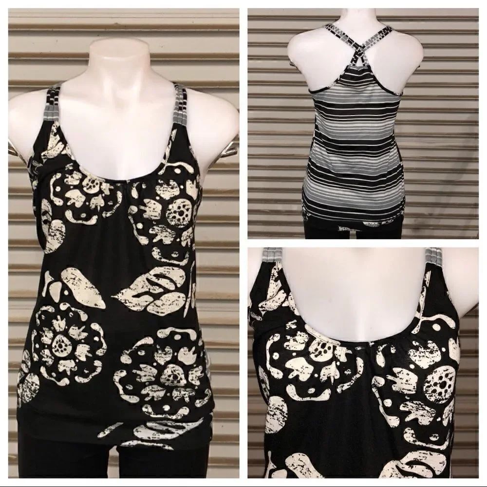 🛍️Full Tilt top flower design front striped back